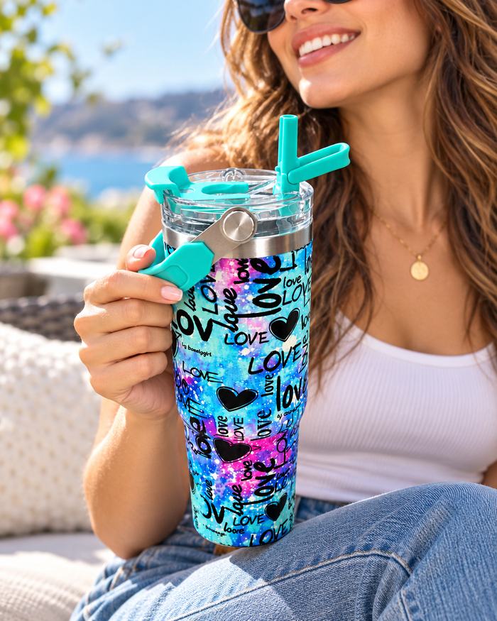 Vaso Térmico Acero Inoxidable Love 900 ml con Manija
