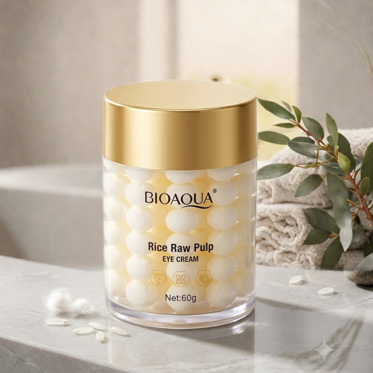 Contorno de Ojos BIOAQUA de Arroz 60 g – Antiojeras y Antiarrugas