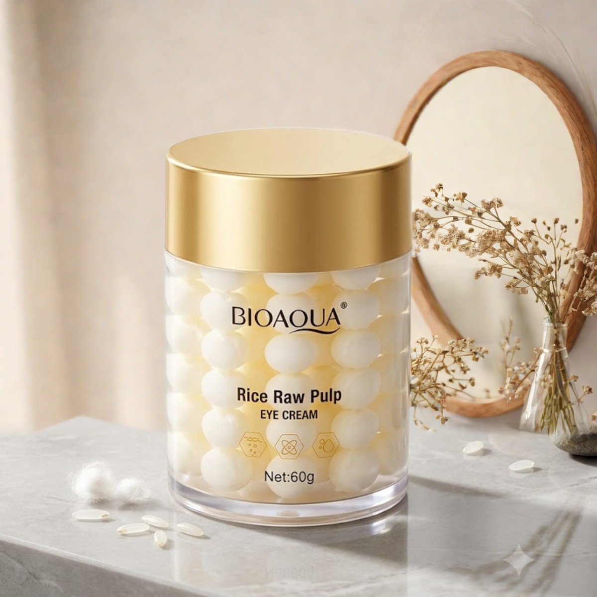 Contorno de Ojos BIOAQUA de Arroz 60 g – Antiojeras y Antiarrugas