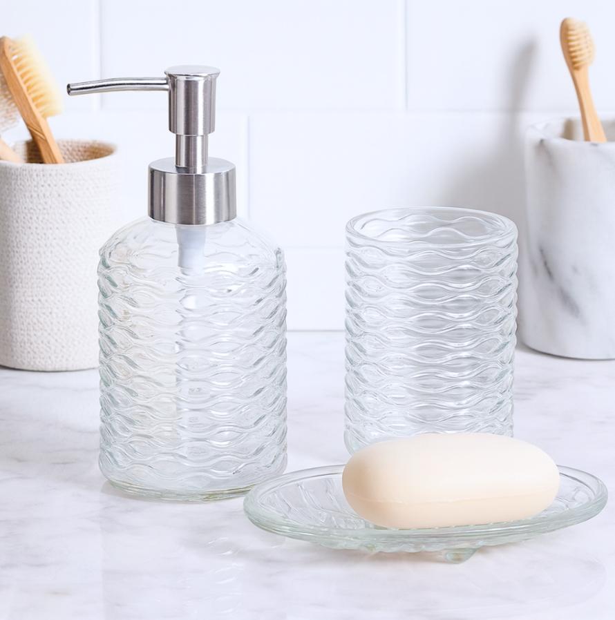 Set de baño x3 Vidrio trasparente